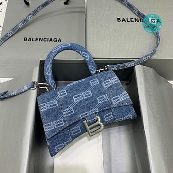 Colestore Balenciaga Hourglass Cotton Canvas Top  Handle bag In Blue 19x8x11cm