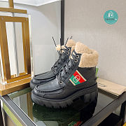 Gucci Women's Ankle Boots with Stripe In Black - 3