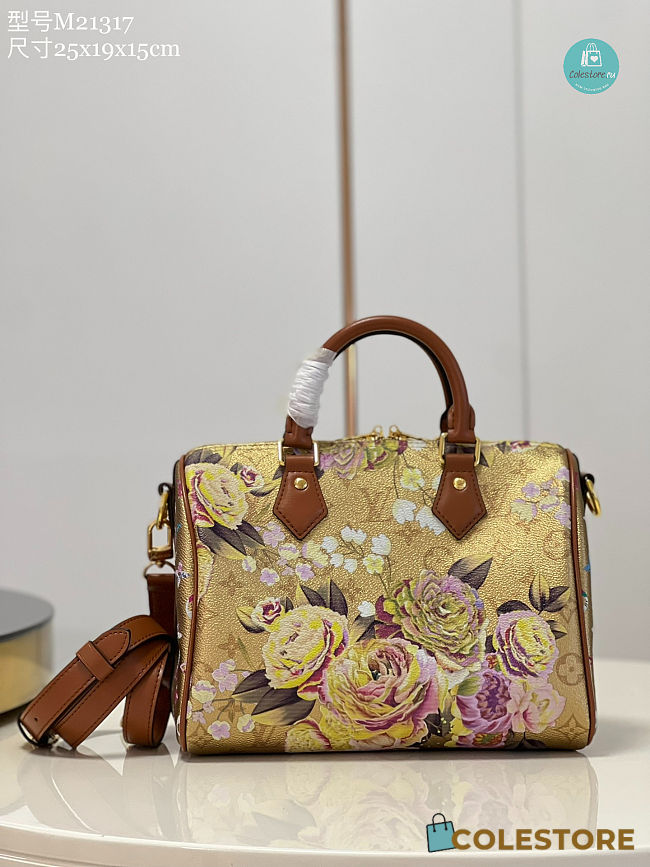 Louis Vuitton Speedy Bandoulière 25 handbag In Metallic-Gold-Color Coated Canvas 25 x 19 x 15cm - 1