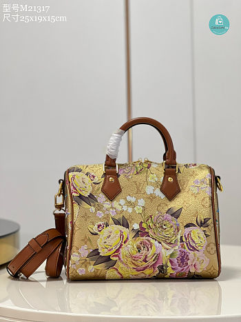 Louis Vuitton Speedy Bandoulière 25 handbag In Metallic-Gold-Color Coated Canvas 25 x 19 x 15cm