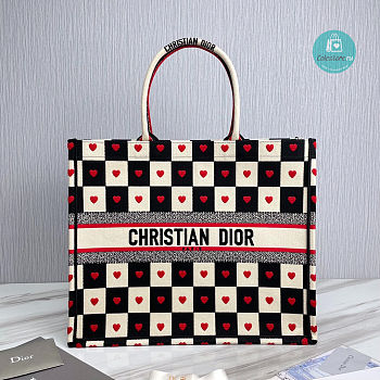 Dior Book Tote Large Dioramour D-Chess Heart Embroidery 41.5 x 32 x 16 cm