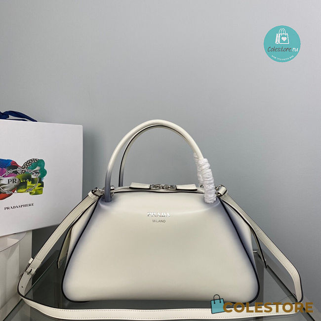 Prada Small Brushed Leather Supernova Handbag In White 31x16x13.5cm - 1