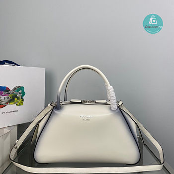 Prada Small Brushed Leather Supernova Handbag In White 31x16x13.5cm