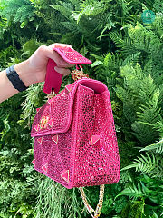 Valentino Garavani - Crystal Embellished Roman Stud Shoulder Bag In Pink  24 x 16 x 8 cm - 2