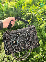 Valentino Garavani - Crystal Embellished Roman Stud Shoulder Bag In Black 24 x 16 x 8 cm - 4