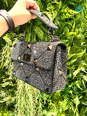 Valentino Garavani - Crystal Embellished Roman Stud Shoulder Bag In Black 24 x 16 x 8 cm - 2