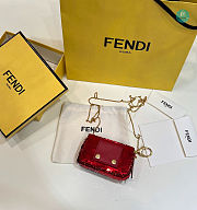 Fendi Mini Baguette Red Satin Bag With Sequins 19x11x5 cm - 6