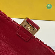 Fendi Mini Baguette Red Satin Bag With Sequins 19x11x5 cm - 5