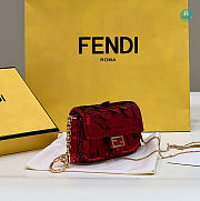 Fendi Mini Baguette Red Satin Bag With Sequins 19x11x5 cm - 4