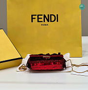 Fendi Mini Baguette Red Satin Bag With Sequins 19x11x5 cm - 3