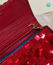 Fendi Mini Baguette Red Satin Bag With Sequins 19x11x5 cm - 2