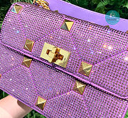 Valentino Garavani - Crystal Embellished Roman Stud Shoulder Bag In Purple 24 x 16 x 8 cm - 6