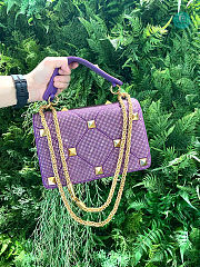Valentino Garavani - Crystal Embellished Roman Stud Shoulder Bag In Purple 24 x 16 x 8 cm - 3