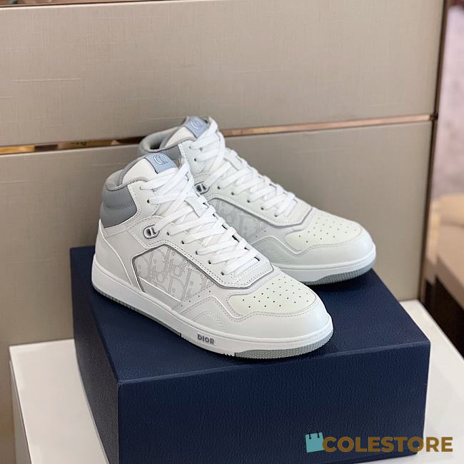 Dior B27 HIGH-TOP Sneaker White and Gray Smooth Calfskin  - 1