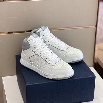 Dior B27 HIGH-TOP Sneaker White and Gray Smooth Calfskin 
