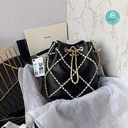 Chanel Drawstring Bucket Bag Lambskin In Black 21x23x13cm - 1