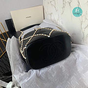 Chanel Drawstring Bucket Bag Lambskin In Black 21x23x13cm - 2