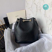 Chanel Drawstring Bucket Bag Lambskin In Black 21x23x13cm - 3
