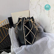 Chanel Drawstring Bucket Bag Lambskin In Black 21x23x13cm - 4