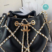 Chanel Drawstring Bucket Bag Lambskin In Black 21x23x13cm - 5