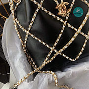 Chanel Drawstring Bucket Bag Lambskin In Black 21x23x13cm - 6
