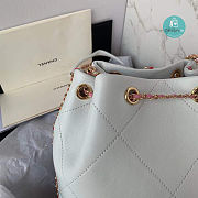 Chanel Drawstring Bucket Bag Lambskin In White 21x23x13cm - 6