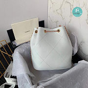 Chanel Drawstring Bucket Bag Lambskin In White 21x23x13cm - 5