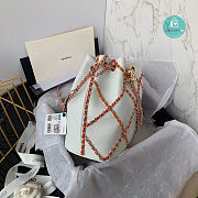 Chanel Drawstring Bucket Bag Lambskin In White 21x23x13cm - 3