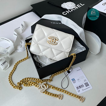 Chanel Clutch With Chain Lambskin White 11 × 15.5 × 4.5 cm 