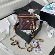 Chanel Small Classic Box On Chain Lambskin Dark Red 11x8.5x7cm - 1