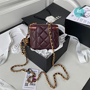 Chanel Small Classic Box On Chain Lambskin Dark Red 11x8.5x7cm - 6