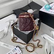 Chanel Small Classic Box On Chain Lambskin Dark Red 11x8.5x7cm - 4