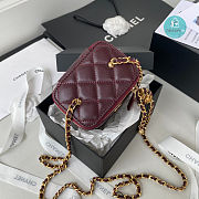 Chanel Small Classic Box On Chain Lambskin Dark Red 11x8.5x7cm - 3