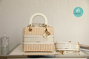 Dior Medium Lady Dior Natural Wicker And Latte Oblique Jacquard 24x20x11cm  - 3