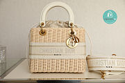 Dior Medium Lady Dior Natural Wicker And Latte Oblique Jacquard 24x20x11cm  - 6