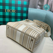 Dior Medium Lady D-Lite Bag Beige Stripes Embroidery 24x20x11 cm - 6