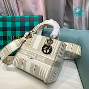 Dior Medium Lady D-Lite Bag Beige Stripes Embroidery 24x20x11 cm - 5