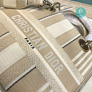 Dior Medium Lady D-Lite Bag Beige Stripes Embroidery 24x20x11 cm - 2