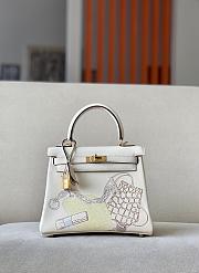 Hermes Kelly Inner Stitch Handbag In White Swift Leather Satchel 25x17x7cm - 1