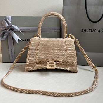 Colestore Balenciaga Hourglass Crystal-embellished Handbag  In Gold 19x8x13cm 
