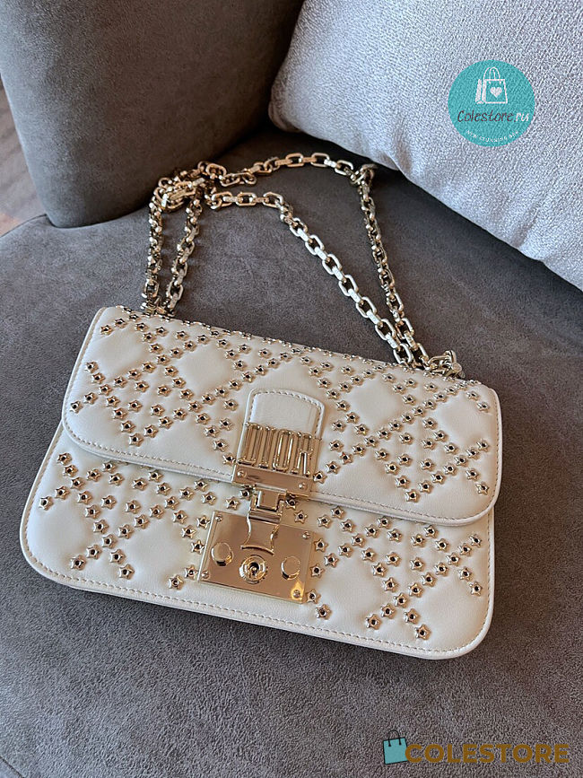 Small Dior Addict Bag Denim Blue Lucky Star Cannage Lambskin  21cm - 1