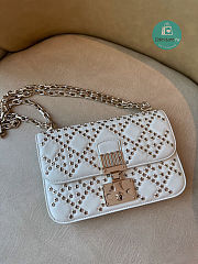 Small Dior Addict Bag Denim Blue Lucky Star Cannage Lambskin  21cm - 5