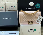 Chanel Beige Quilted Lambskin Medium Le Boy Bag 15x25x9cm - 1