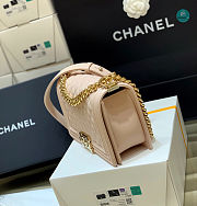 Chanel Beige Quilted Lambskin Medium Le Boy Bag 15x25x9cm - 3