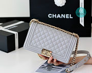 Chanel Grey Quilted Lambskin Medium Le Boy Bag 15x25x9cm  - 6