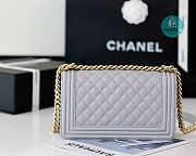 Chanel Grey Quilted Lambskin Medium Le Boy Bag 15x25x9cm  - 5