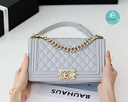 Chanel Grey Quilted Lambskin Medium Le Boy Bag 15x25x9cm  - 4