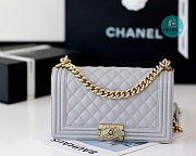 Chanel Grey Quilted Lambskin Medium Le Boy Bag 15x25x9cm  - 3