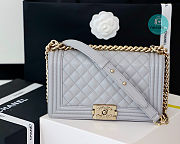 Chanel Grey Quilted Lambskin Medium Le Boy Bag 15x25x9cm  - 2