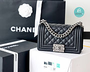 Chanel Small Boy Chanel Handbag Silver Hardware In Black 12x20.5x8.5 cm  - 1
